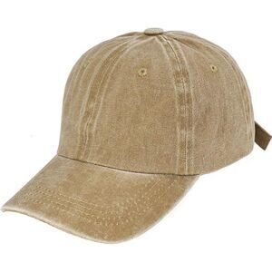Unisex Dark Khaki Washed Dyed 100% Cotton Adjustable Buckle Classic Baseball Hat